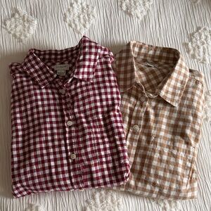J. Crew Factory Women’s Lightweight brushed Flannel Checkered Shirts, set of 2